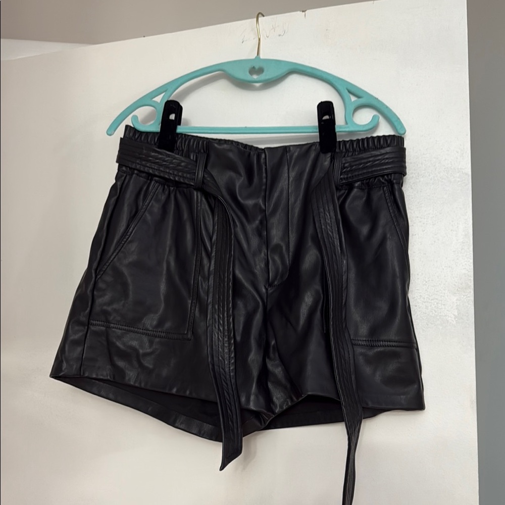 Guess Black High Waist Faux Leather Shorts